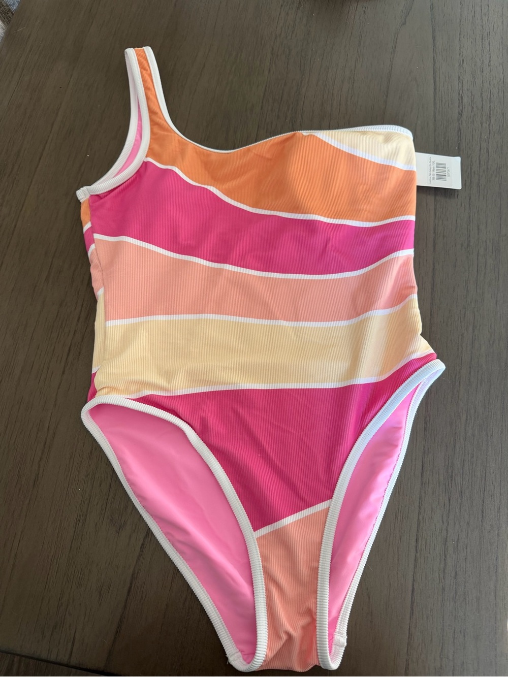 Lain Snow One-Shoulder Swimsuit in Pink, Orange & Yellow